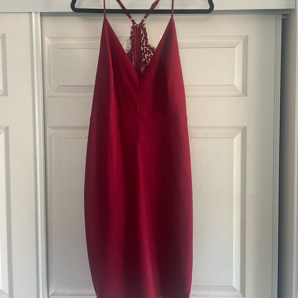 NWT Lulus Red Lace-Back Cocktail Dress